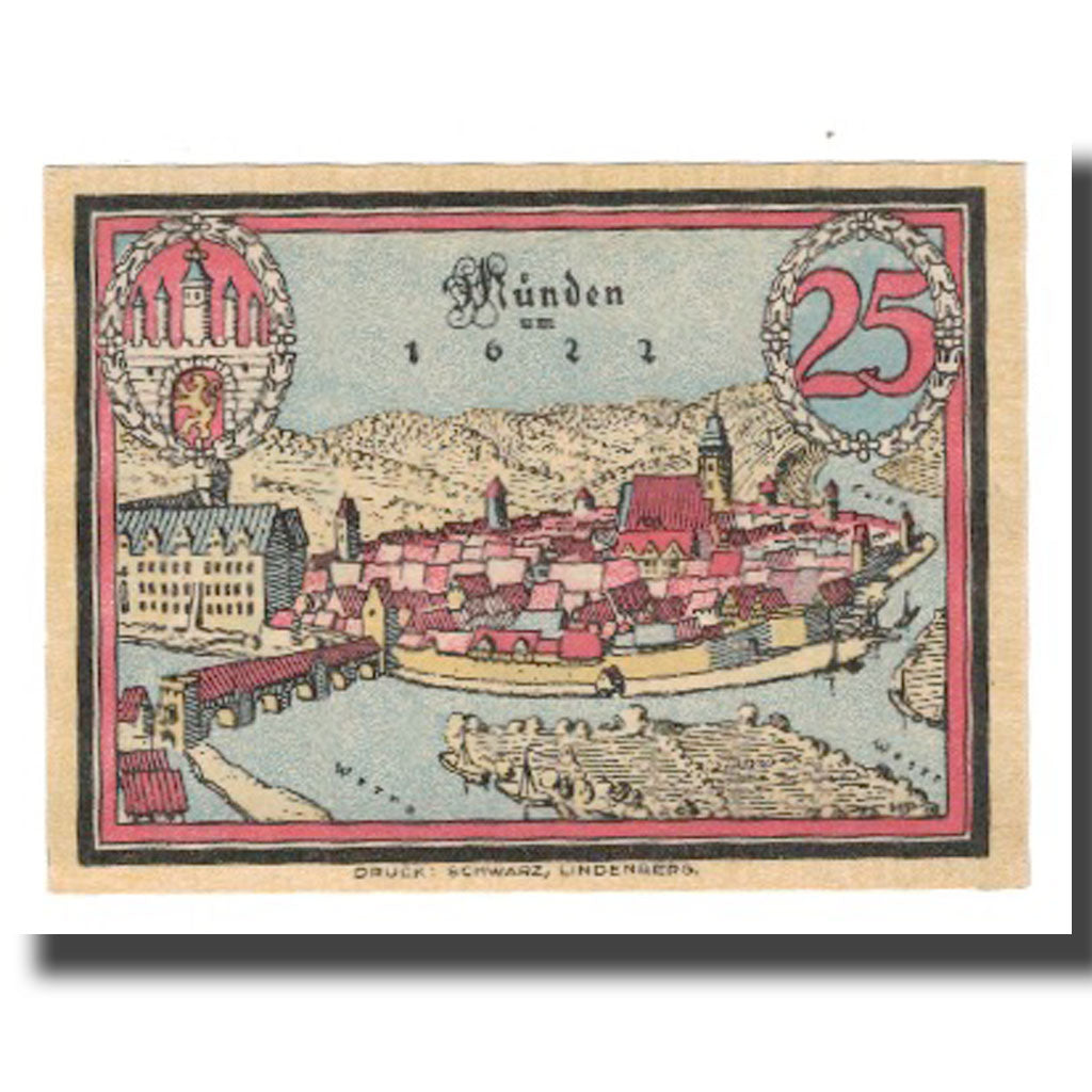 Banconote, Germania, Hann. Münden Stadt, 25 Pfennig, paysage, 1922, SPL-