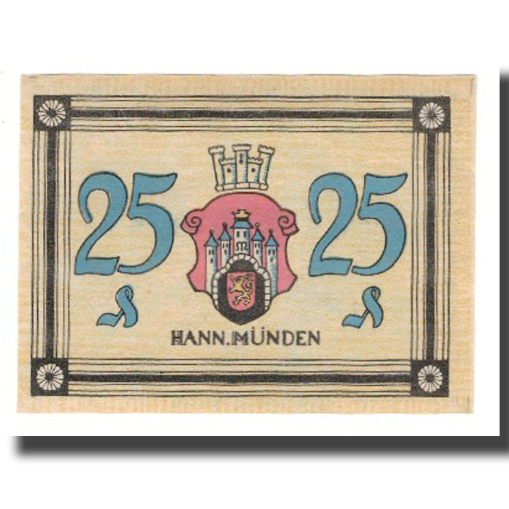 Biljet, Duitsland, Hann. Münden Stadt, 25 Pfennig, paysage 1, 1922, SUP