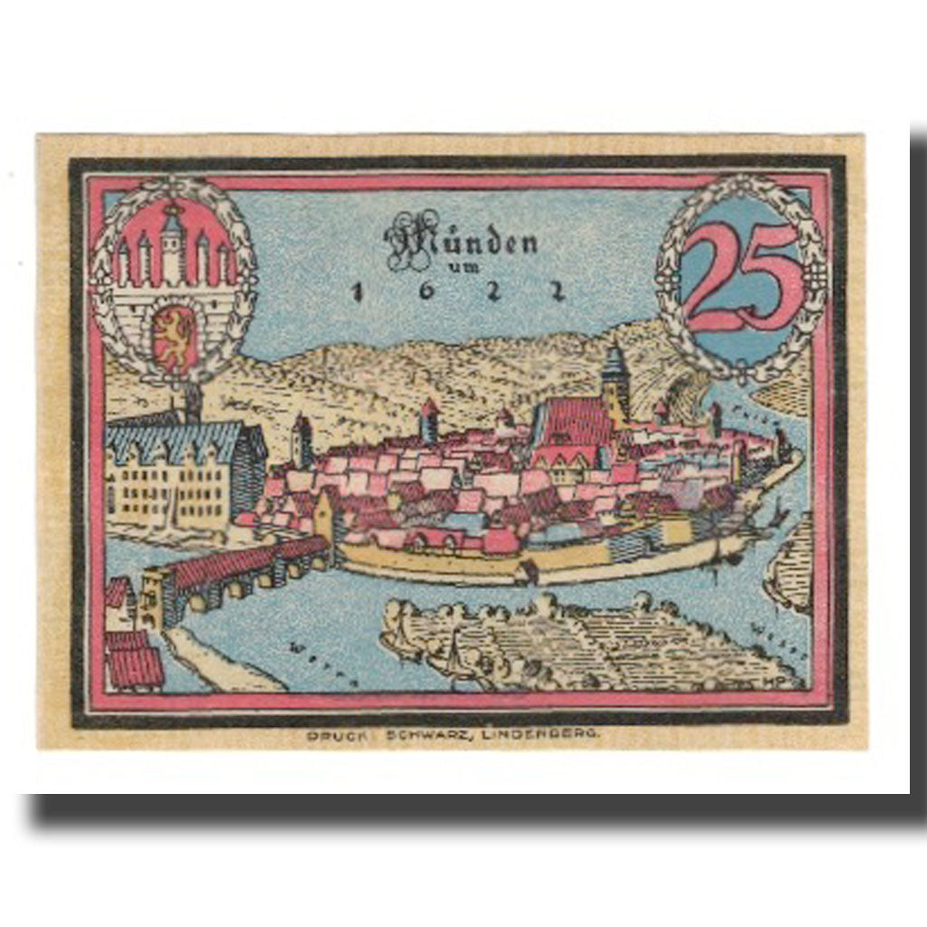 Biljet, Duitsland, Hann. Münden Stadt, 25 Pfennig, paysage 1, 1922, SUP