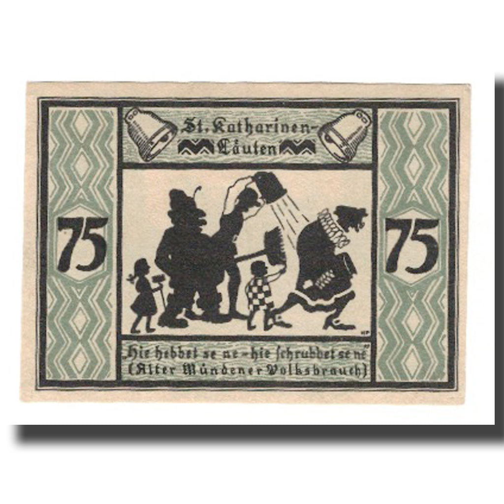 Nota, Alemanha, Hann. Münden Stadt, 75 Pfennig, personnage, 1922, AU(55-58)