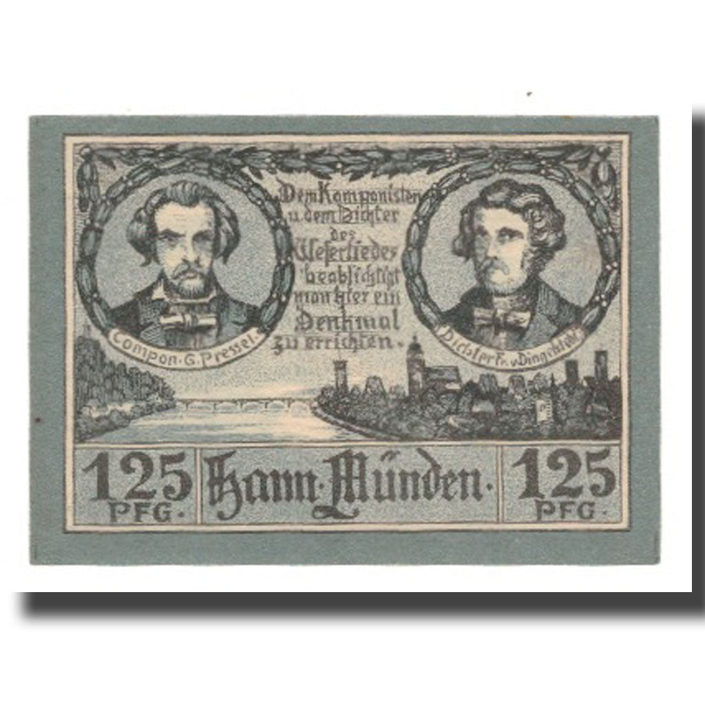 Banknote, Germany, Hann. Münden Stadt, 1.25 Mark, Rivière, 1922, AU(55-58)