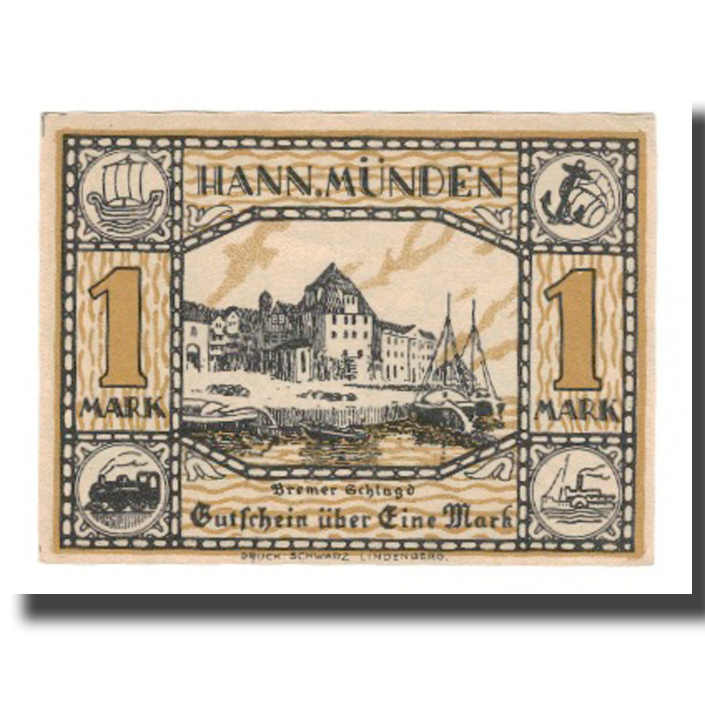 Banconote, Germania, Hann. Münden Stadt, 1 Mark, paysage, 1922, SPL-