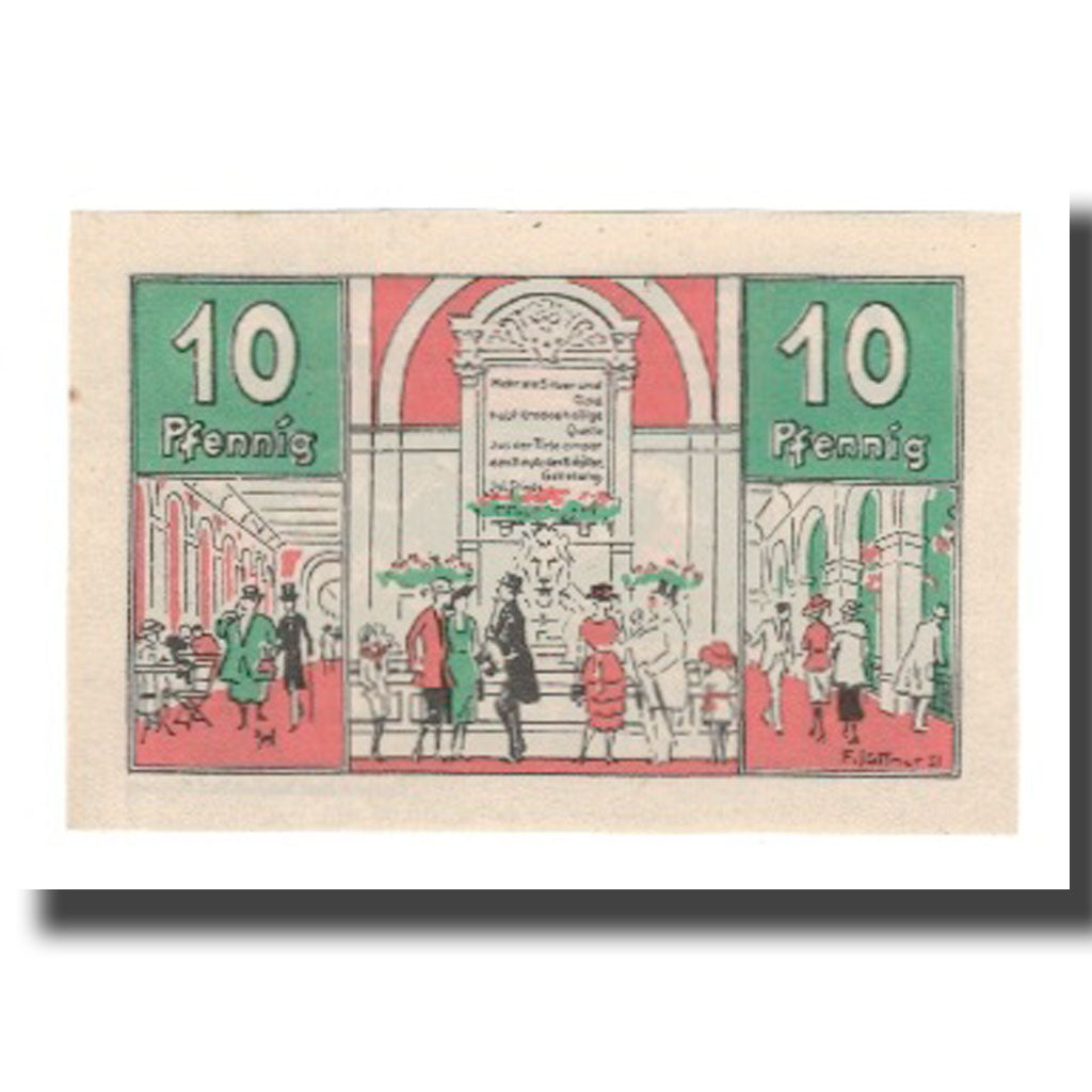 Biljet, Duitsland, Harzburg, Bad Stadt, 10 Pfennig, personnage 1, 1922