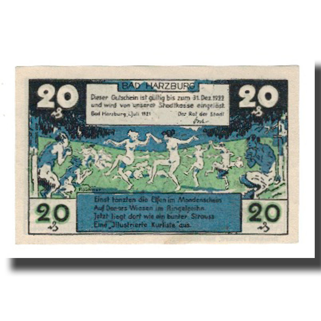 Banconote, Germania, Harzburg, Bad Stadt, 20 Pfennig, personnage 2, 1922