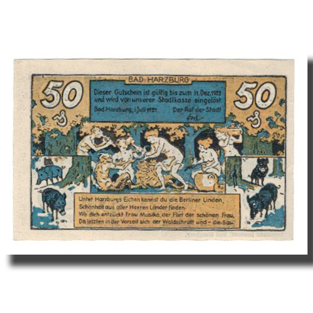 Banconote, Germania, Harzburg, Bad Stadt, 50 Pfennig, personnage 5, 1922