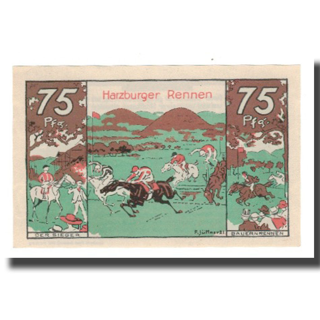 Banknote, Germany, Harzburg, Bad Stadt, 75 Pfennig, personnage 7, 1922
