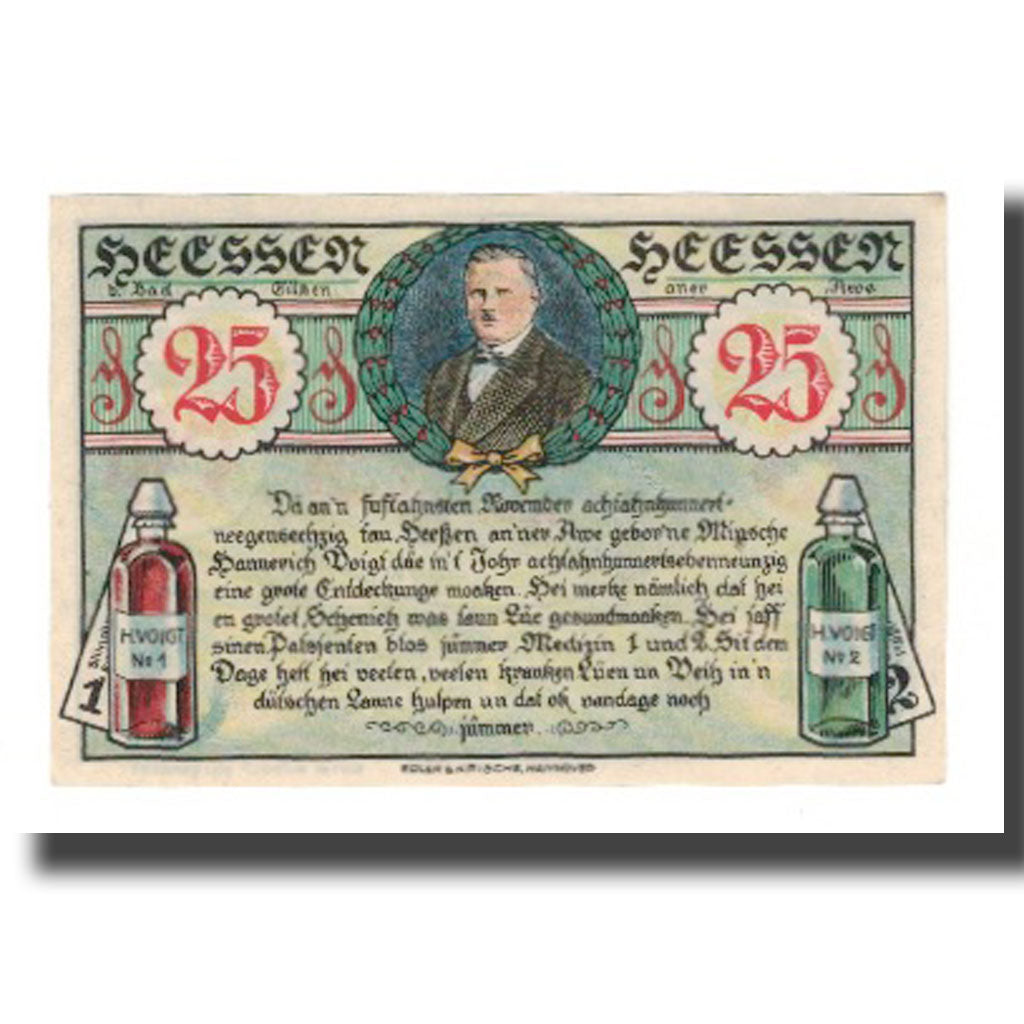 Banconote, Germania, Heessen bei Eilsen Gemeinde, 25 Pfennig, texte 1, 1921