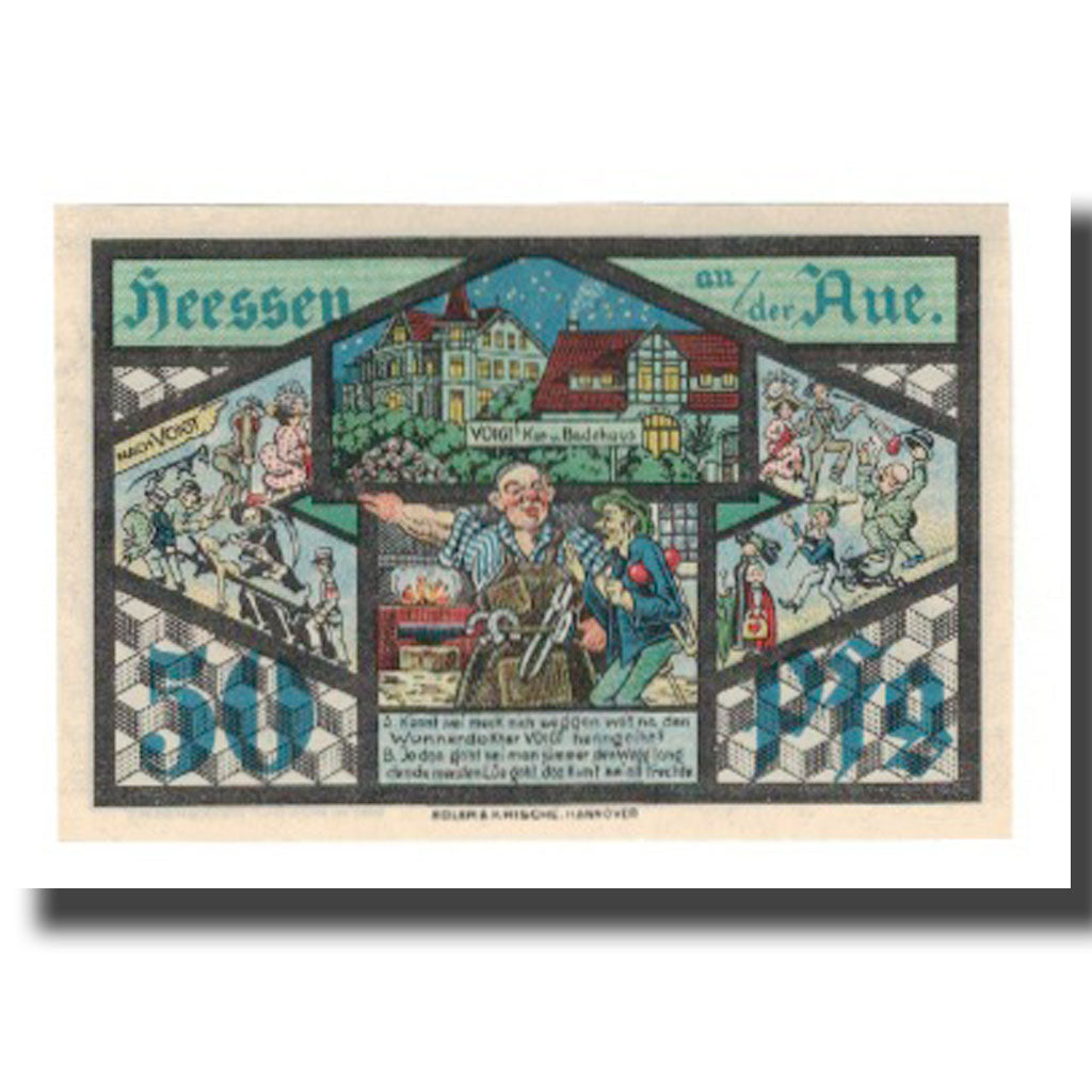 Banconote, Germania, Heessen bei Eilsen Gemeinde, 50 Pfennig, personnage, 1921