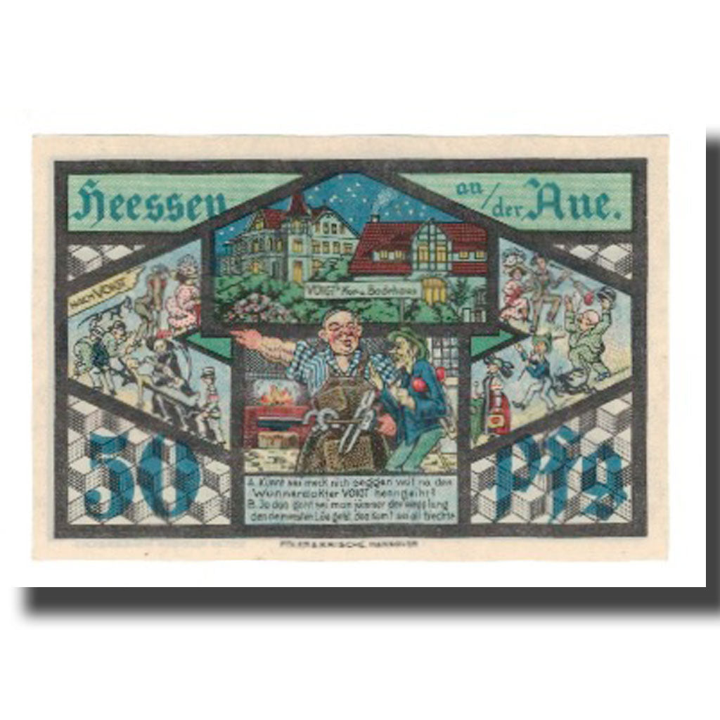 Banconote, Germania, Heessen bei Eilsen Gemeinde, 50 Pfennig, personnage 1