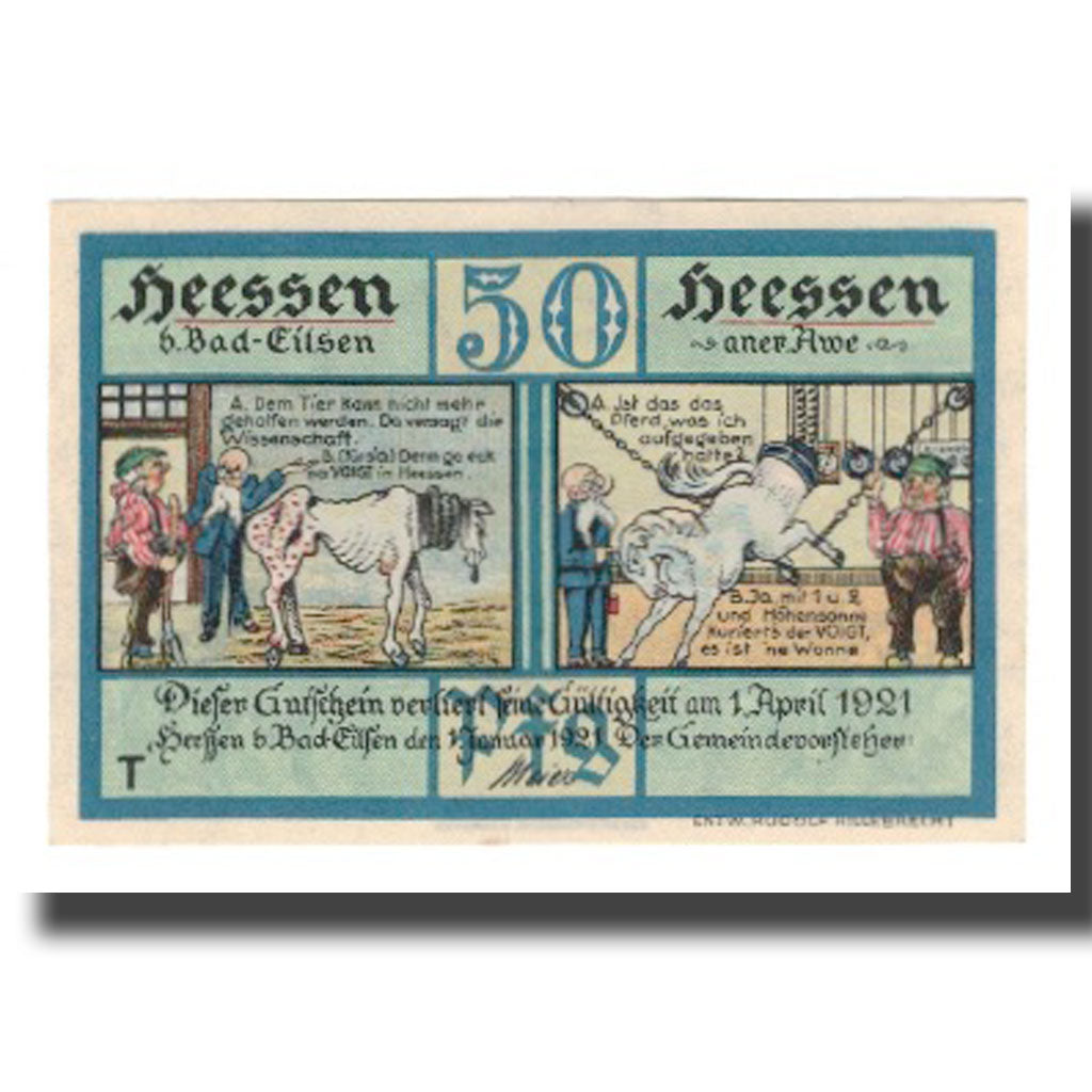 Banconote, Germania, Heessen bei Eilsen Gemeinde, 50 Pfennig, personnage 2