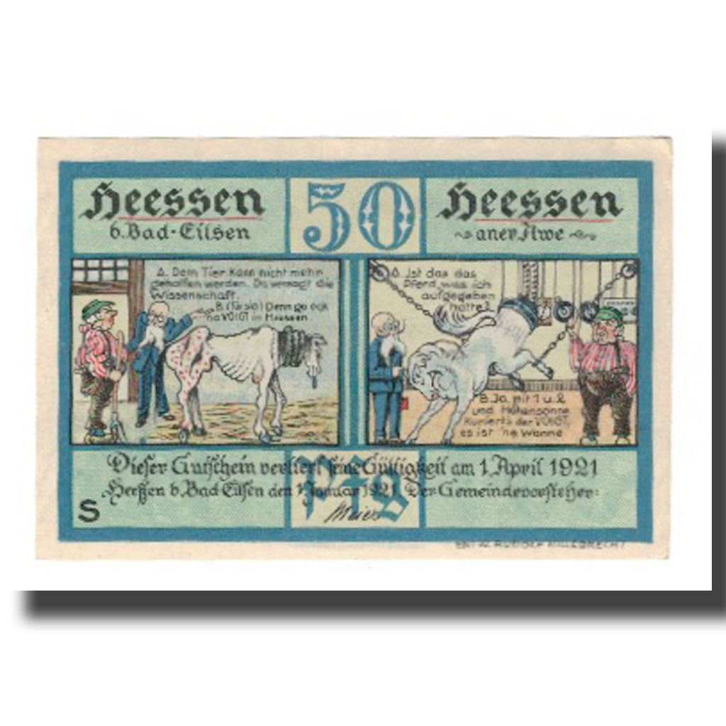 Banconote, Germania, Heessen bei Eilsen Gemeinde, 50 Pfennig, personnage 3