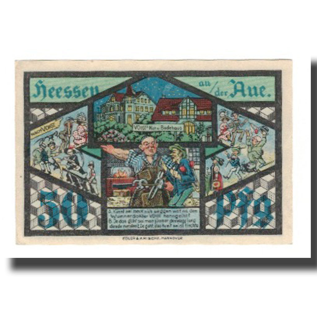 Banconote, Germania, Heessen bei Eilsen Gemeinde, 50 Pfennig, personnage 3