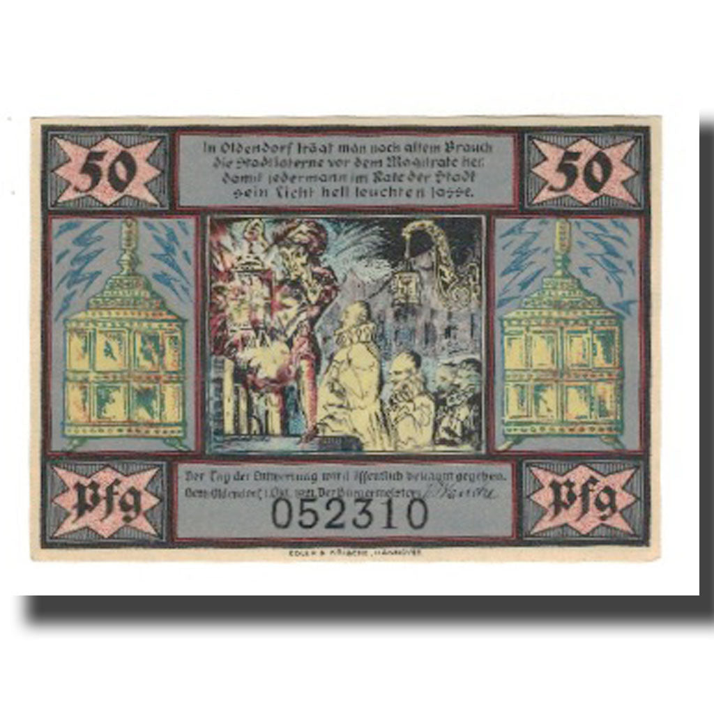 Banconote, Germania, Hessisch Oldendorf Stadt, 50 Pfennig, personnage 2, 1921