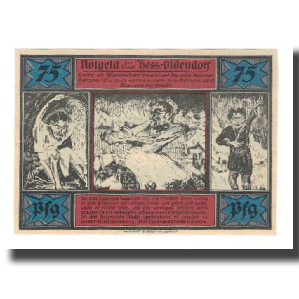 Banknote, Germany, Hessisch Oldendorf Stadt, 75 Pfennig, personnage 3, 1921