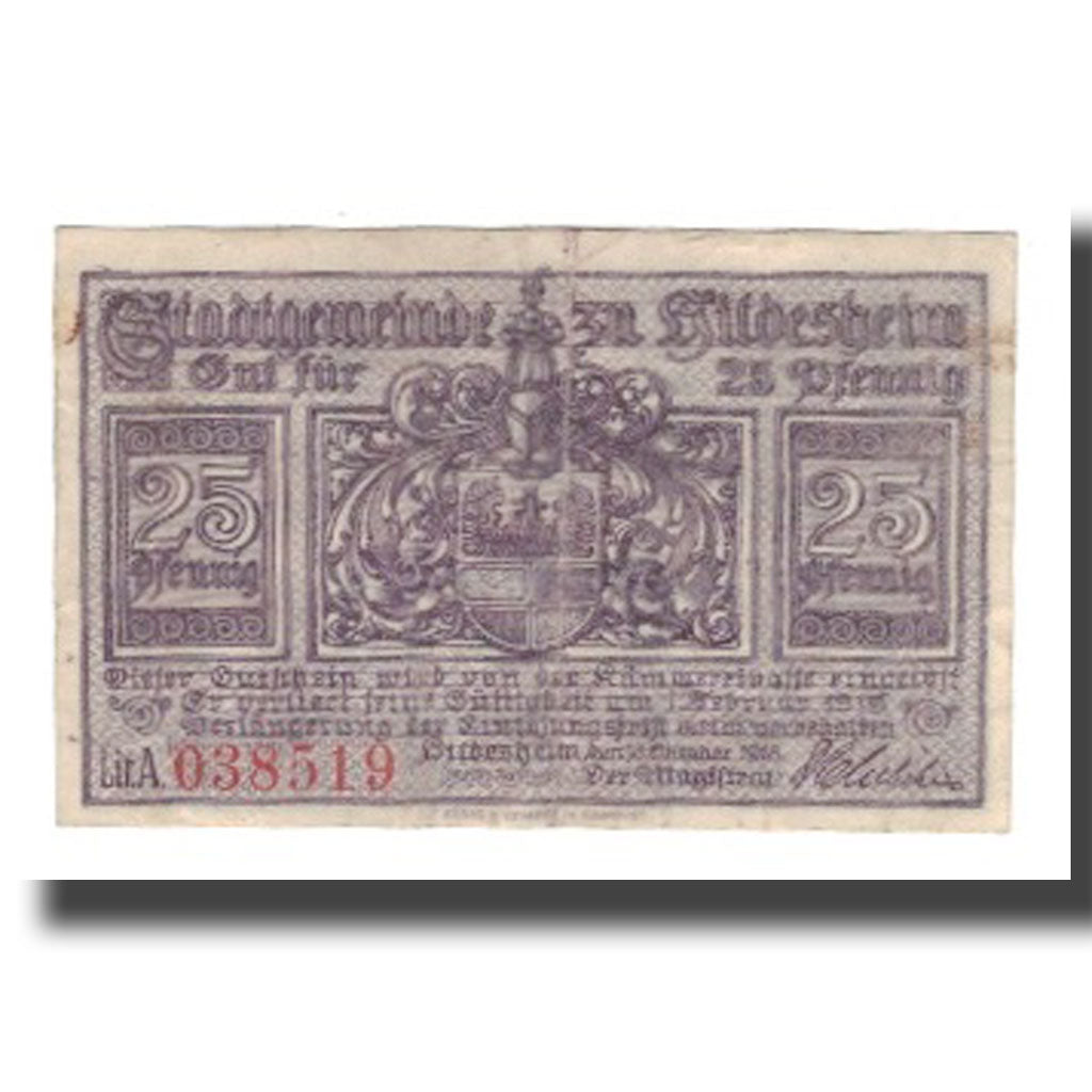 Banknote, Germany, Hildesheim Stadt, 25 Pfennig, paysage, 1919, 1919-02-01