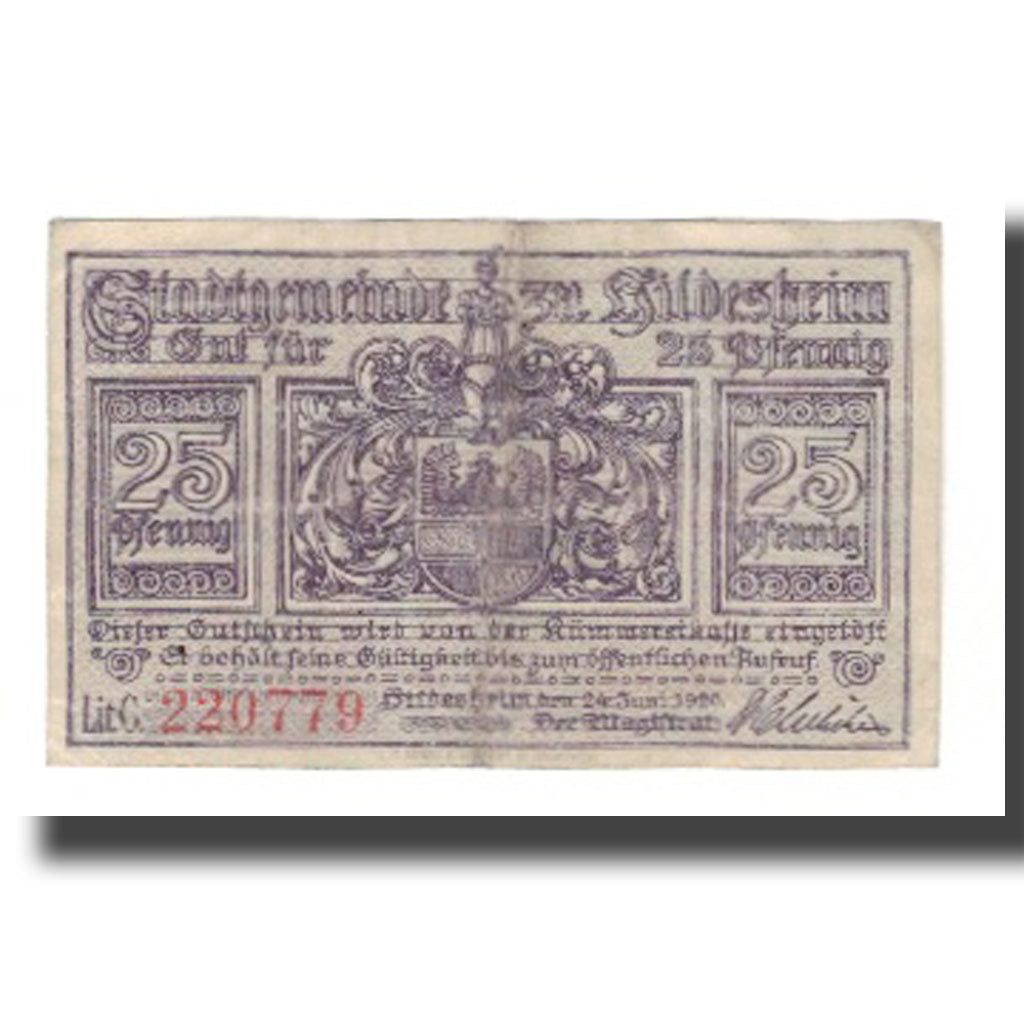 Banknote, Germany, Hildesheim Stadt, 25 Pfennig, paysage 1, 1919, 1919-02-01