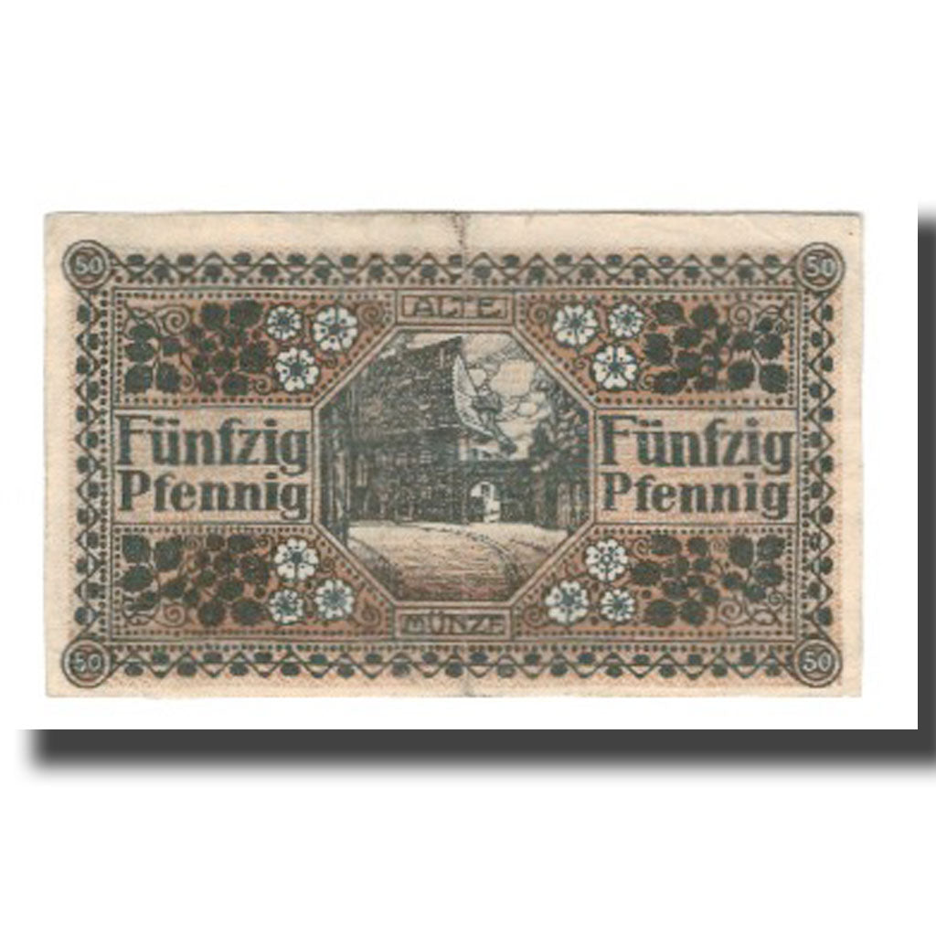 Banconote, Germania, Hildesheim Stadt, 50 Pfennig, rue, 1919, 1919-02-01, BB