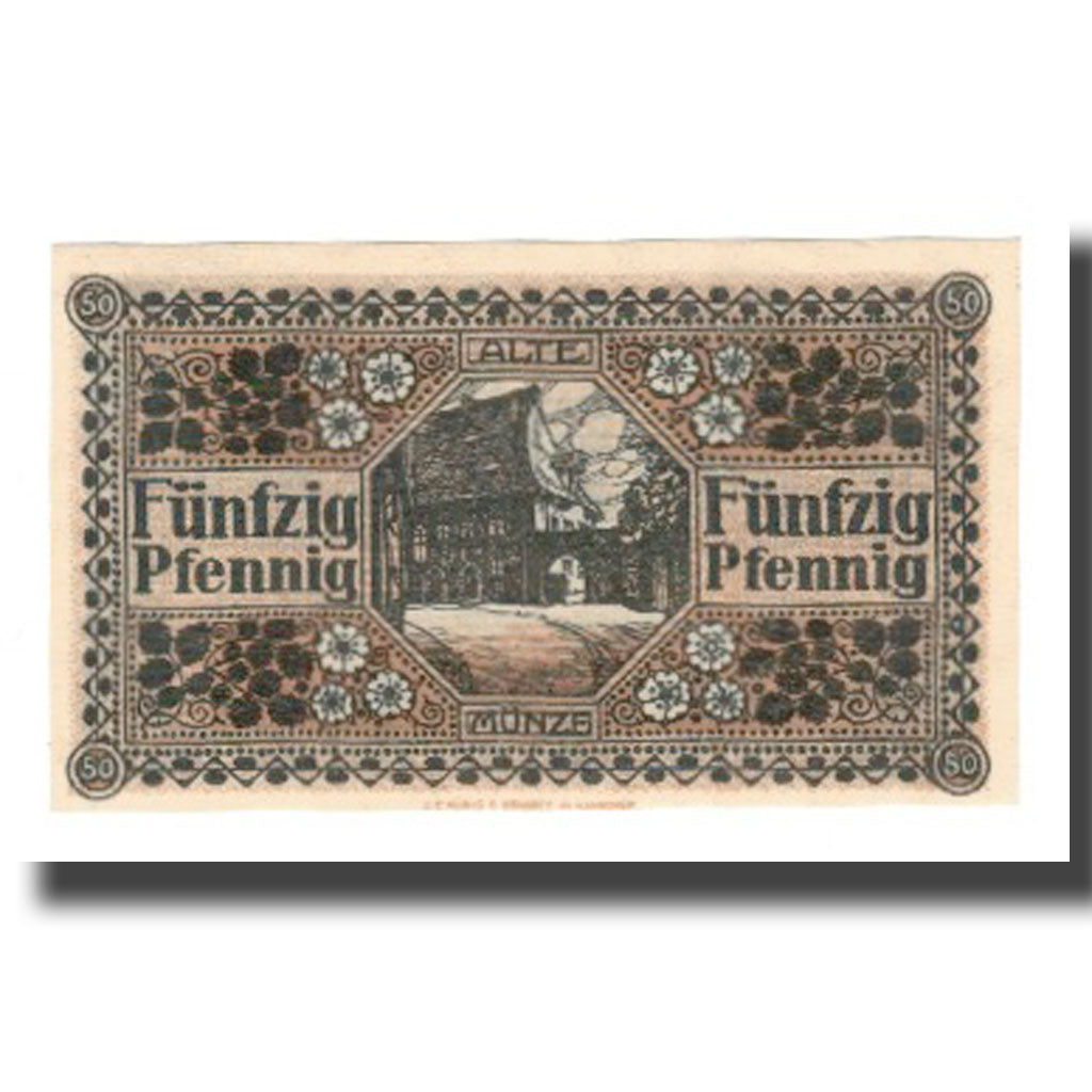 Banconote, Germania, Hildesheim Stadt, 50 Pfennig, rue 2, 1919, 1919-02-01