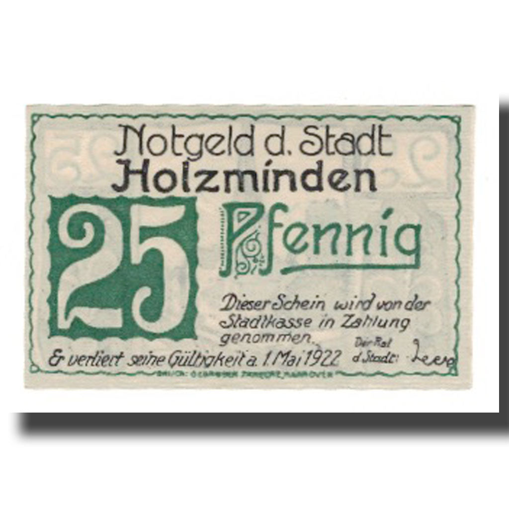 Banknote, Germany, Holzminden Stadt, 25 Pfennig, Eglise, 1922, 1922-05-01