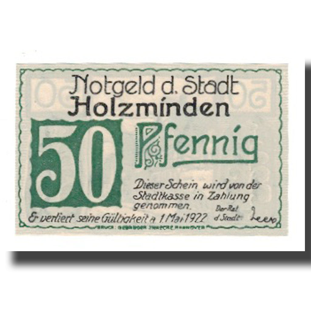 Banknote, Germany, Holzminden Stadt, 50 Pfennig, rue, 1922, 1922-05-01