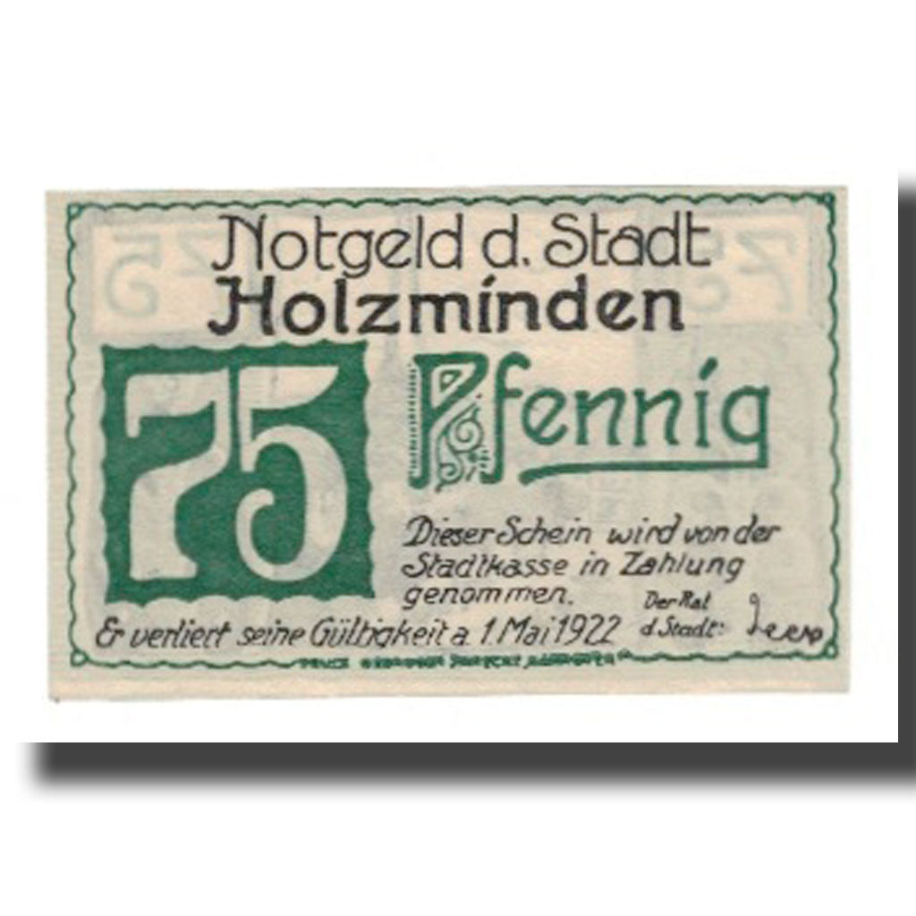 Banknote, Germany, Holzminden Stadt, 75 Pfennig, village, 1922, 1922-05-01