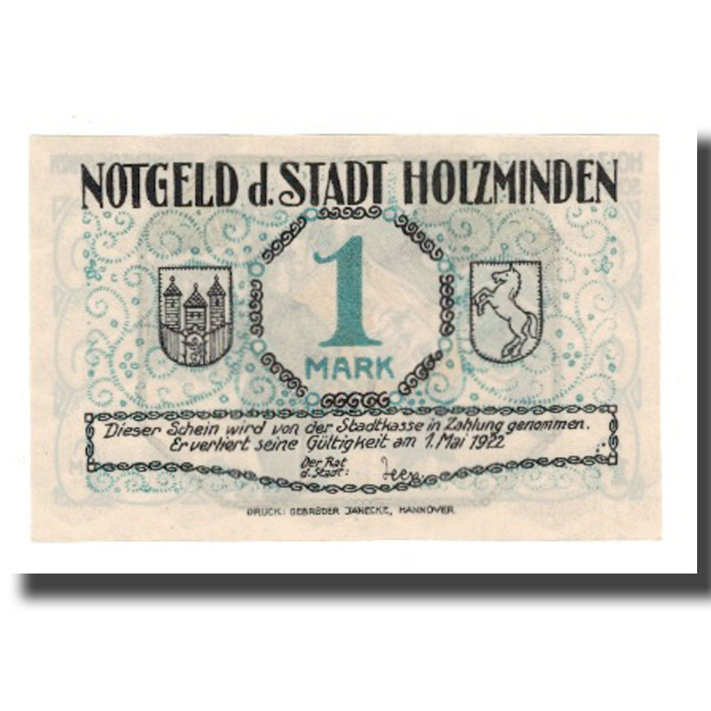 Banknote, Germany, Holzminden Stadt, 1 Mark, personnage 2, 1922, 1922-05-01