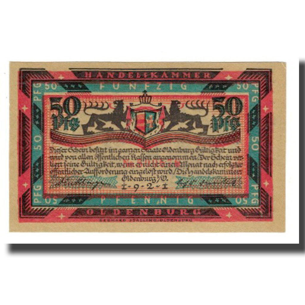 Banconote, Germania, Oldenburg i.O. Handelskammer, 50 Pfennig, personnage 1