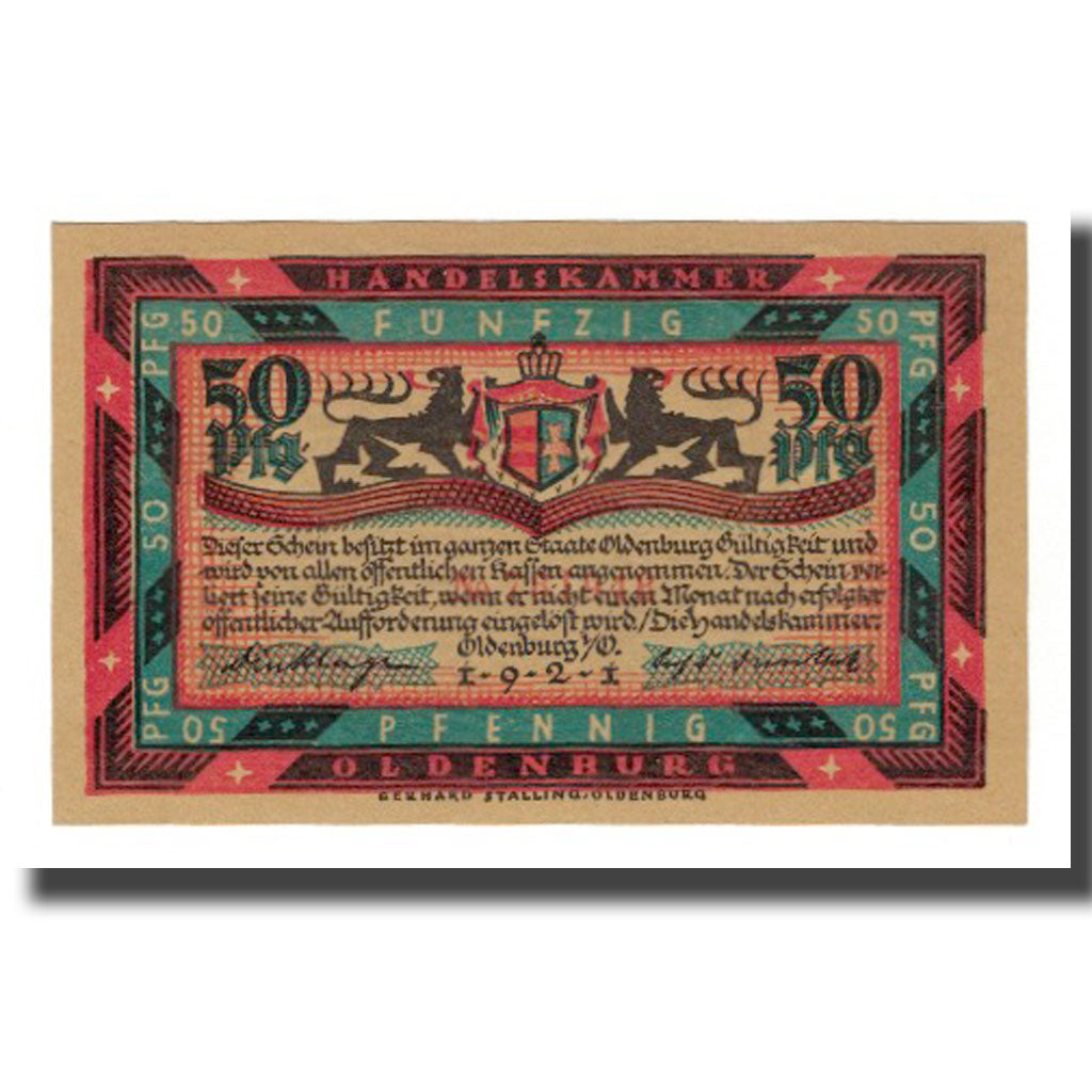 Banconote, Germania, Oldenburg i.O. Handelskammer, 50 Pfennig, Cheval 1, 1921