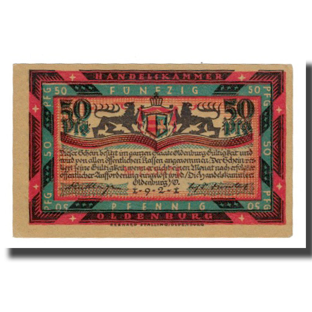 Banconote, Germania, Oldenburg i.O. Handelskammer, 50 Pfennig, Cheval 2, 1921