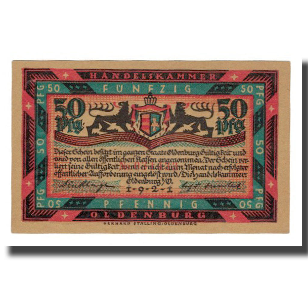 Banknote, Germany, Oldenburg i.O. Handelskammer, 50 Pfennig, Mer 1, 1921