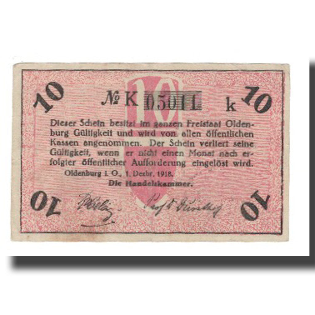 Banknote, Germany, Oldenburg Handelskammer, 10 Pfennig, Texte 2, 1918