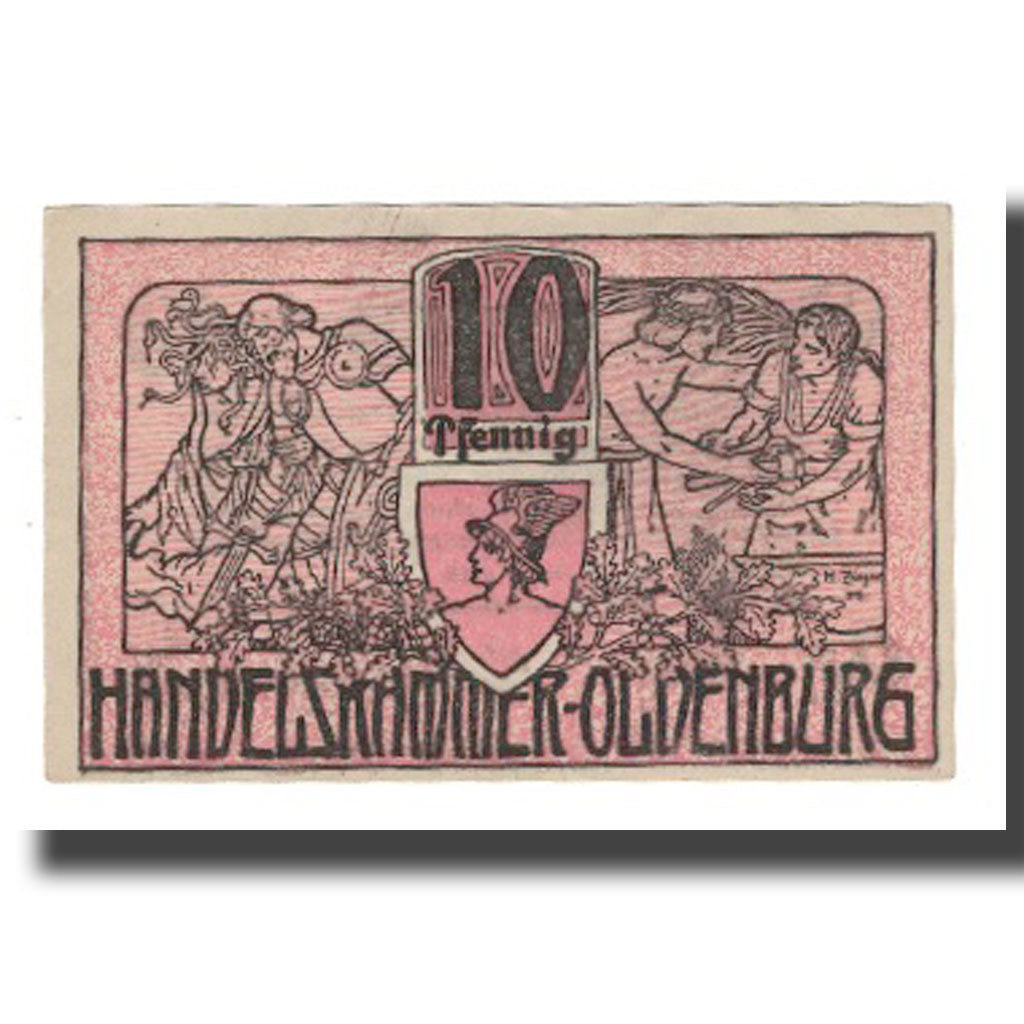 Banconote, Germania, Oldenburg Handelskammer, 10 Pfennig, Texte 3, 1918