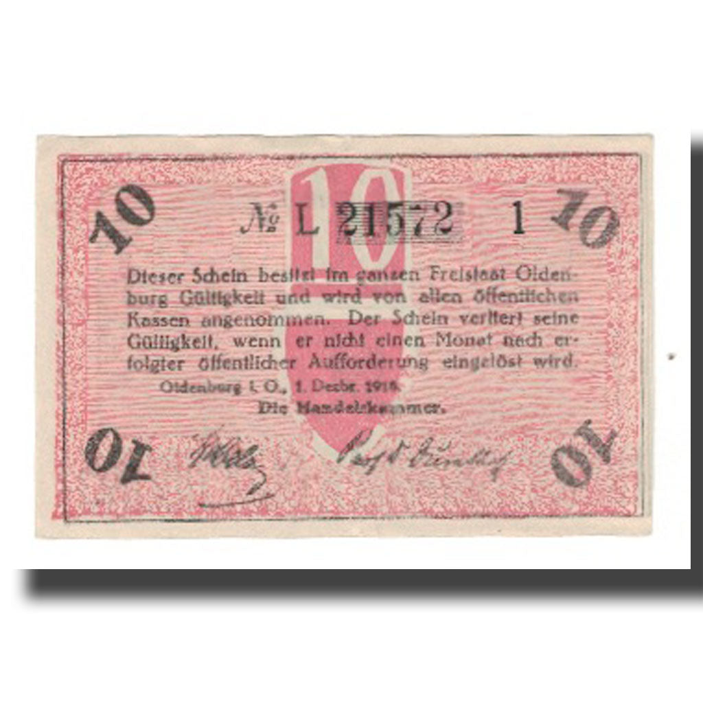 Banknote, Germany, Oldenburg Handelskammer, 10 Pfennig, Texte 4, 1918