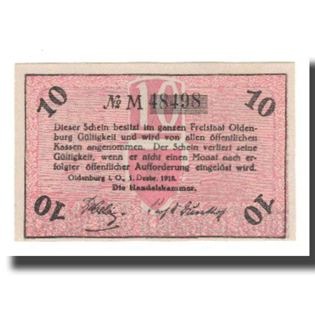 Banknote, Germany, Oldenburg Handelskammer, 10 Pfennig, texte 1, 1918