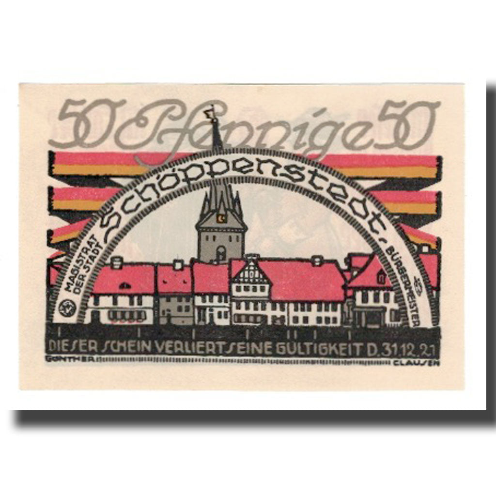 Banconote, Germania, Schöppenstedt Stadt, 50 Pfennig, personnage 2, 1921