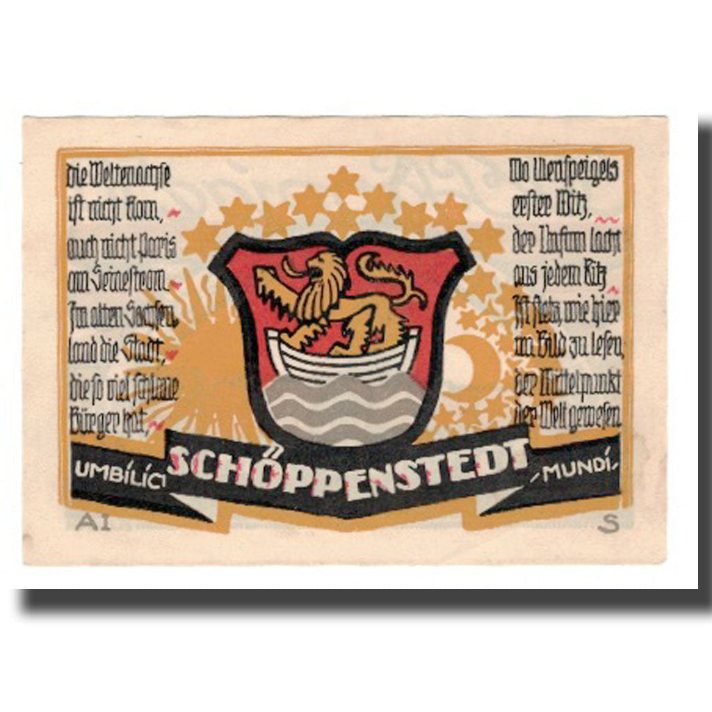 Banconote, Germania, Schöppenstedt Stadt, 50 Pfennig, Blason, 1921, 1921-12-31