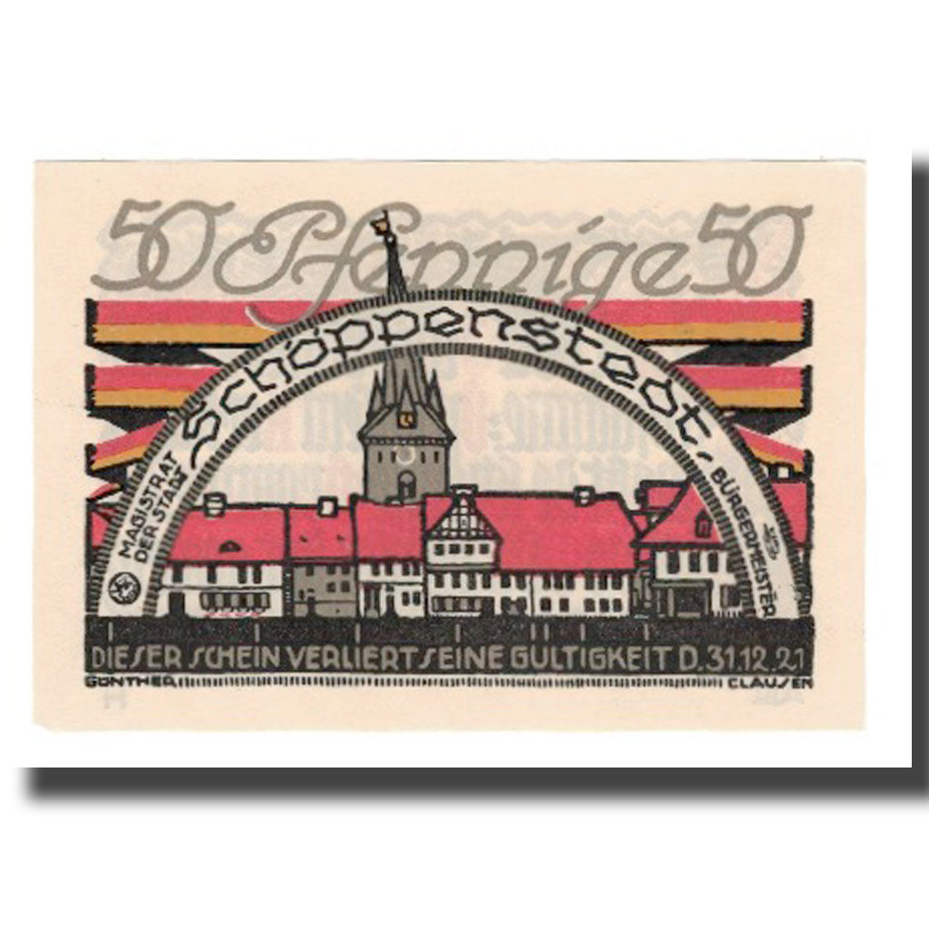 Banconote, Germania, Schöppenstedt Stadt, 50 Pfennig, texte 1, 1921