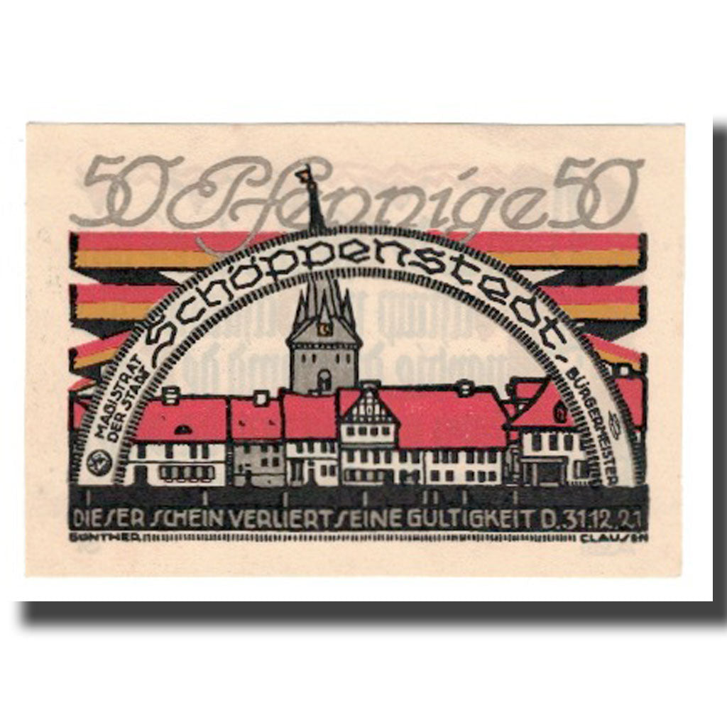 Banknot, Niemcy, Schöppenstedt Stadt, 50 Pfennig, Texte 2, 1921, 1921-12-31
