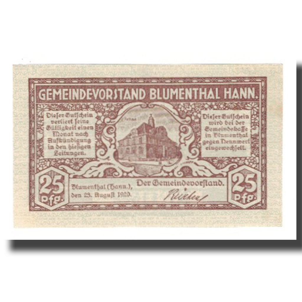 Banknote, Germany, Blumenthal Gemeinde, 25 Pfennig, paysage 1, 1920, 1920-08-23