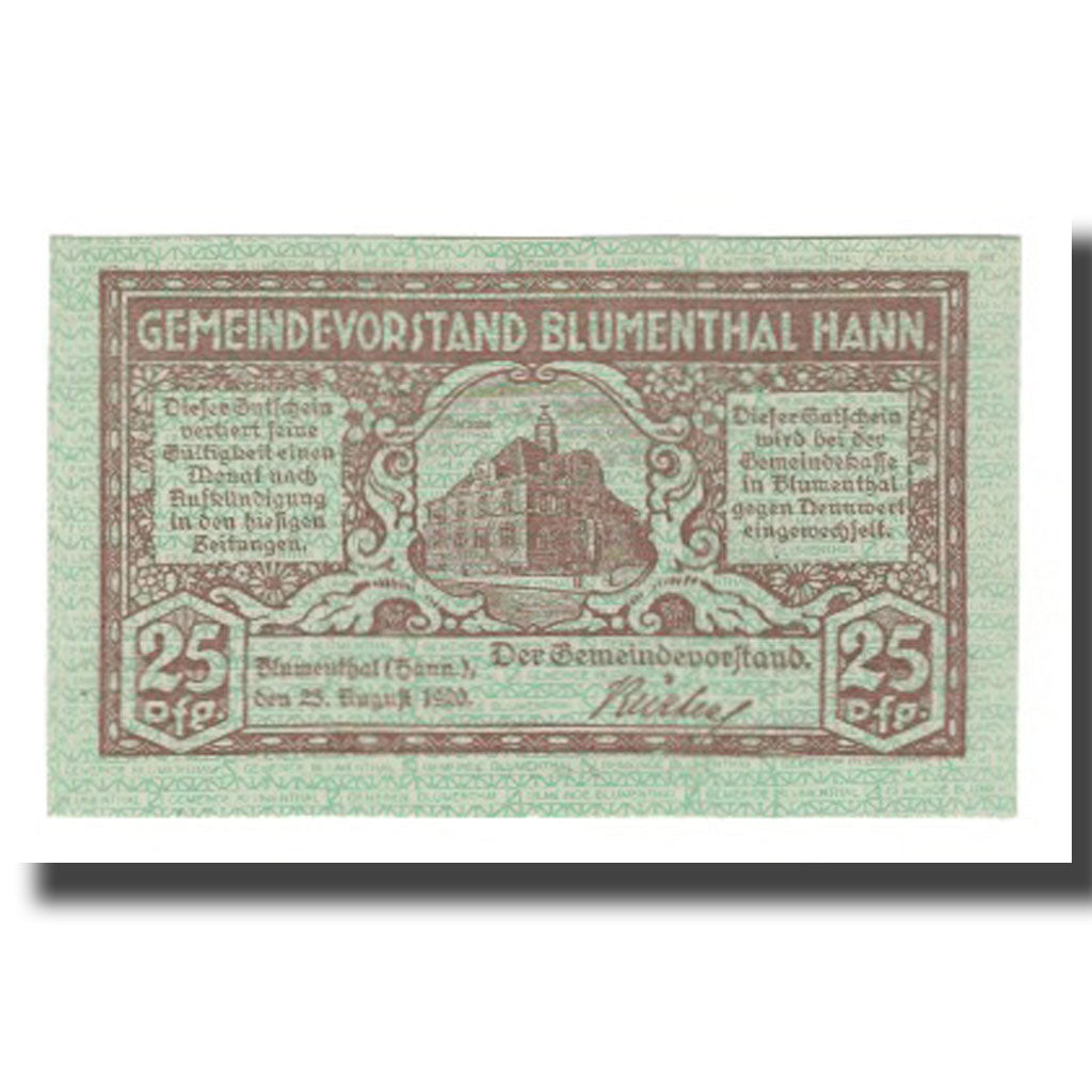 Banconote, Germania, Blumenthal Gemeinde, 25 Pfennig, paysage 1, 1920