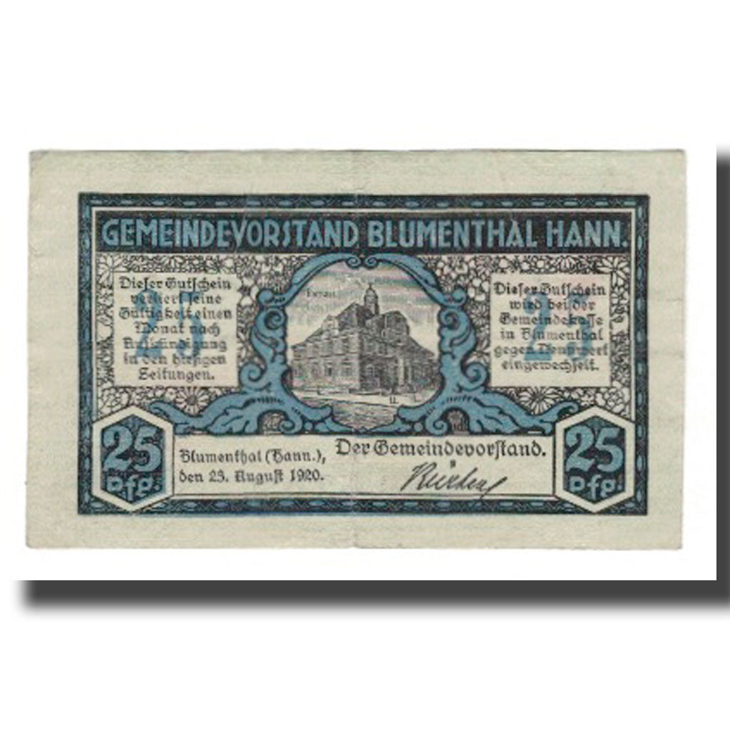 Banknote, Germany, Blumenthal Gemeinde, 25 Pfennig, paysage 1, 1920, 1920-08-23