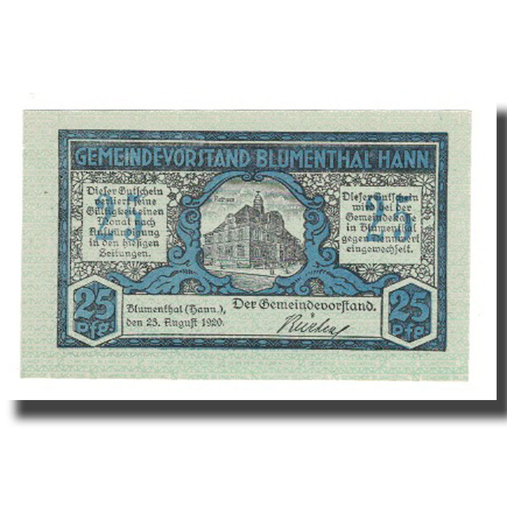 Banknote, Germany, Blumenthal Gemeinde, 25 Pfennig, paysage 2, 1920, 1920-08-23