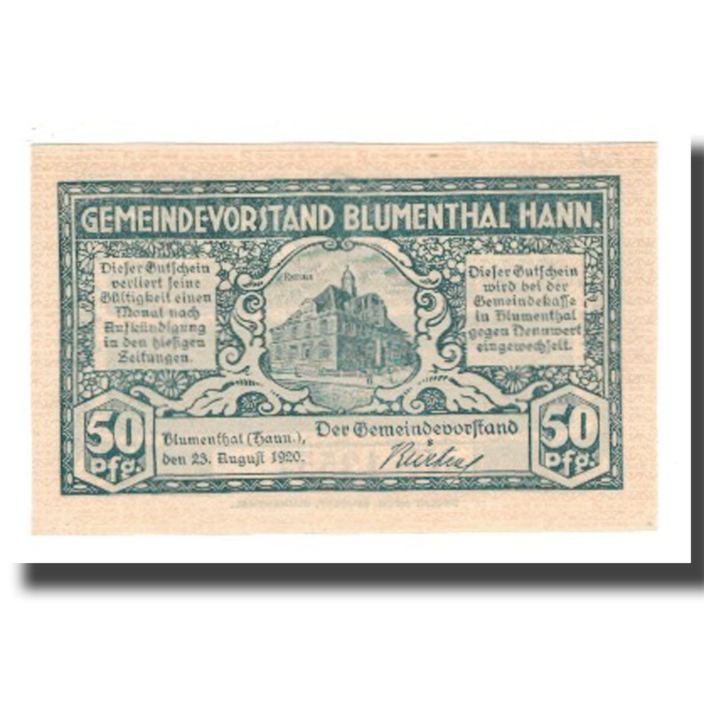 Banknote, Germany, Blumenthal Gemeinde, 50 Pfennig, paysage 1, 1920, 1920-08-23