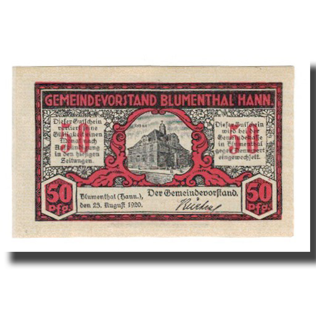 Banknote, Germany, Blumenthal Gemeinde, 50 Pfennig, paysage, 1920, 1920-08-23