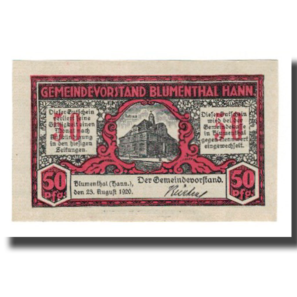 Banknote, Germany, Blumenthal Gemeinde, 50 Pfennig, paysage 1, 1920, 1920-08-23