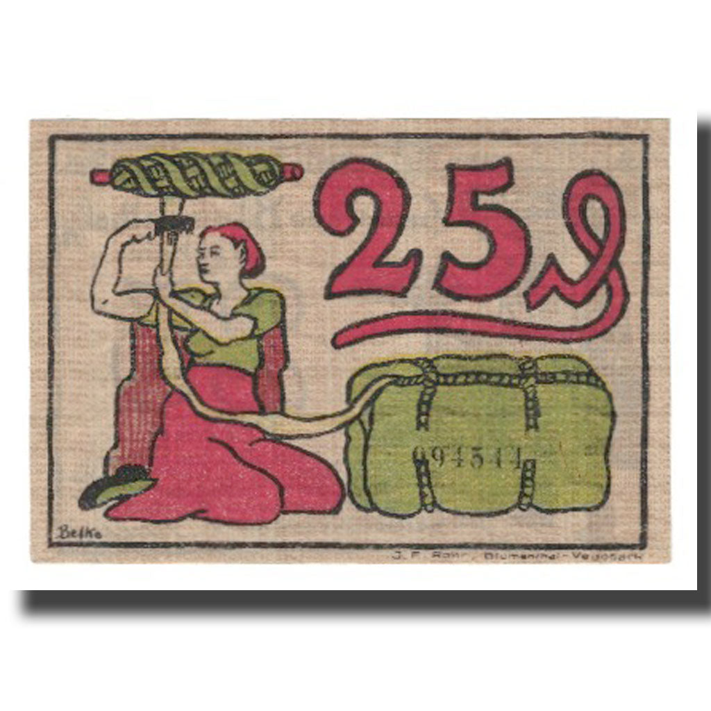 Banconote, Germania, Blumenthal Gemeinde, 25 Pfennig, personnage, 1921