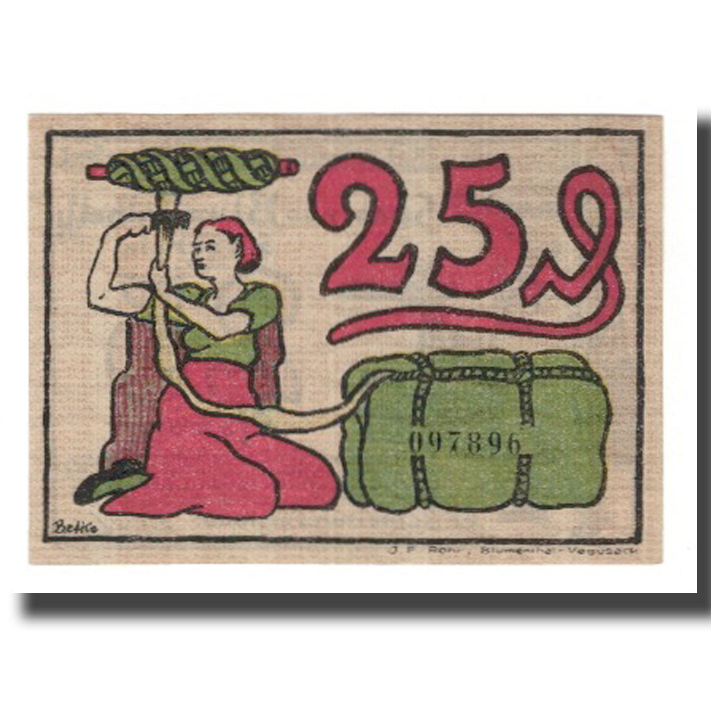 Banconote, Germania, Blumenthal Gemeinde, 25 Pfennig, personnage 2, 1921