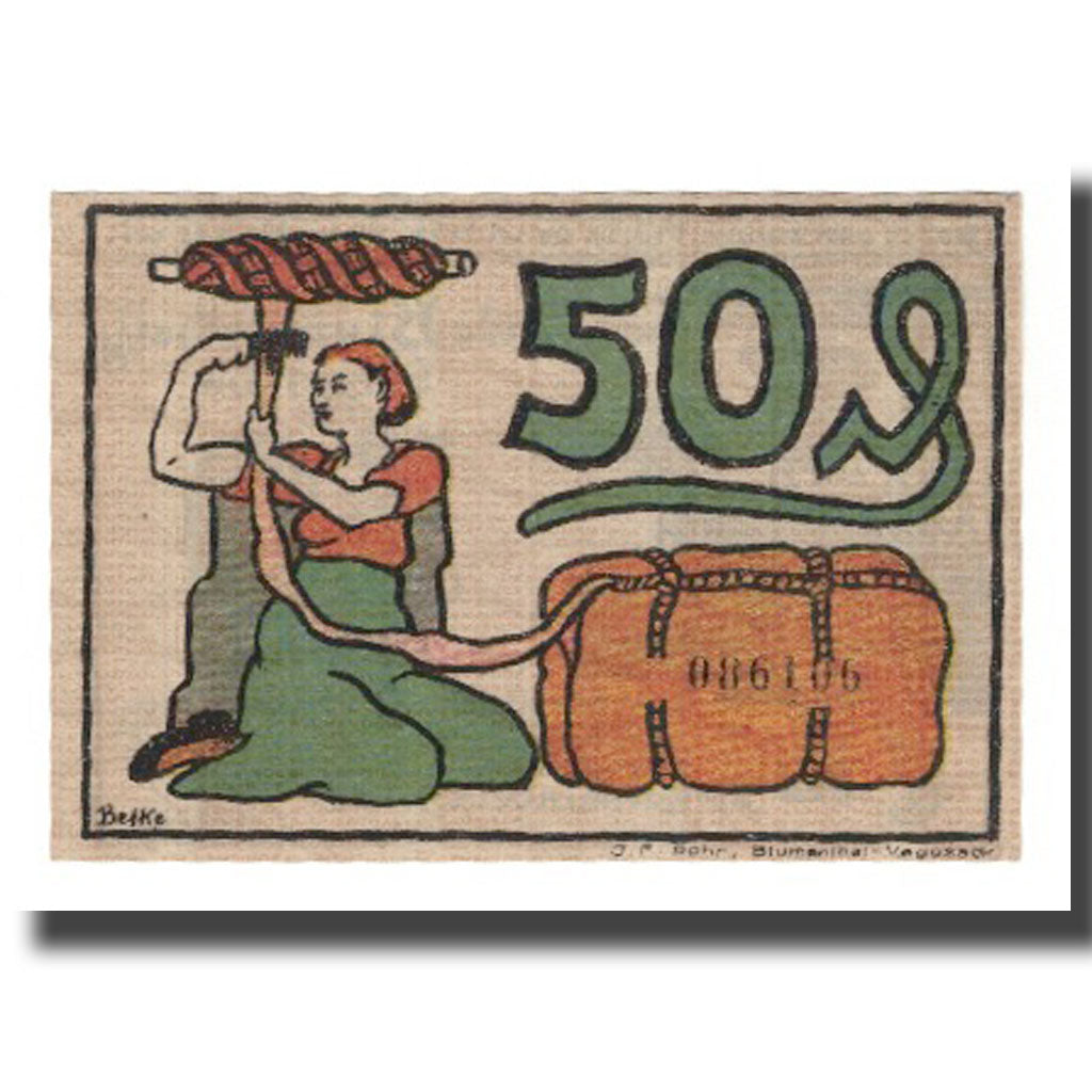 Banconote, Germania, Blumenthal Gemeinde, 50 Pfennig, personnage 1, 1921