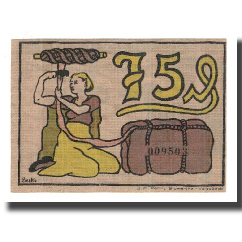 Banconote, Germania, Blumenthal Gemeinde, 75 Pfennig, personnage 1, 1921