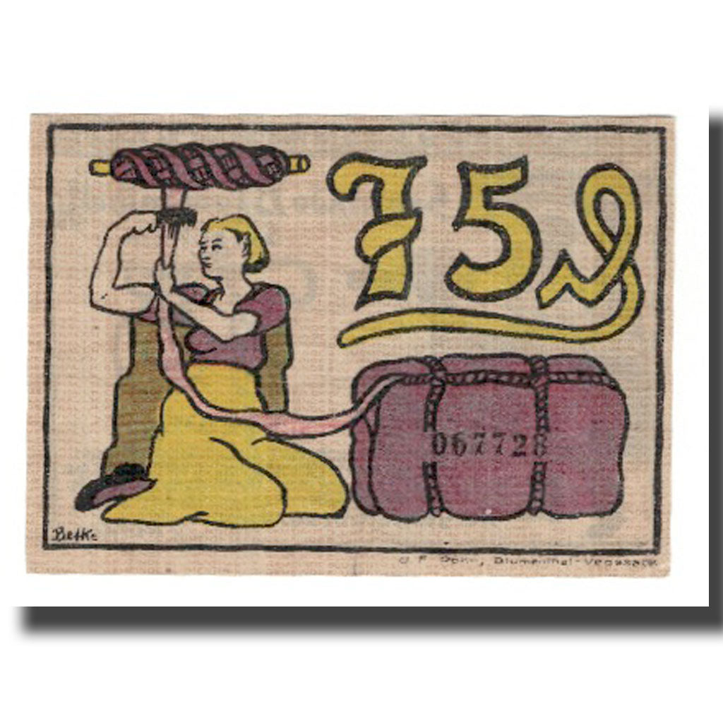 Banconote, Germania, Blumenthal Gemeinde, 75 Pfennig, personnage 3, 1921